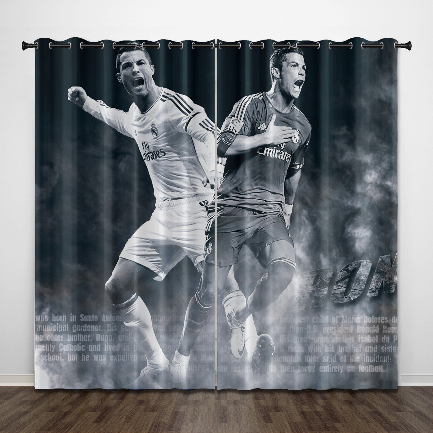 Cristiano Ronaldo CR7 Curtains Pattern Blackout Window Drapes