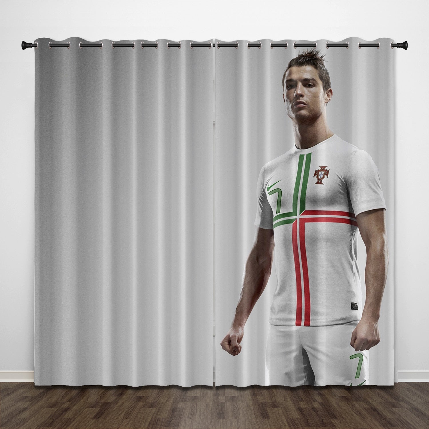 Cristiano Ronaldo CR7 Curtains Pattern Blackout Window Drapes