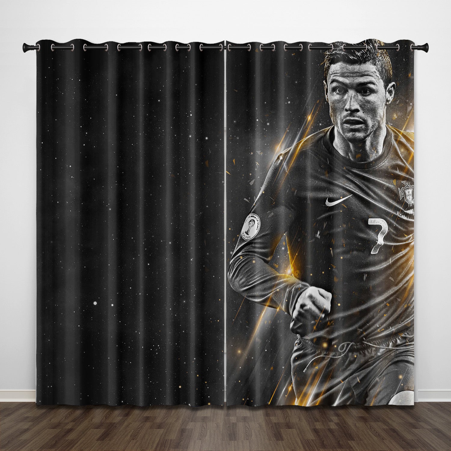 Cristiano Ronaldo CR7 Curtains Pattern Blackout Window Drapes