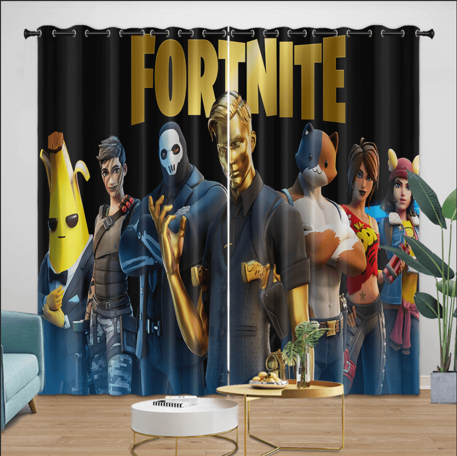 Fortnite Curtains Pattern Blackout Window Drapes