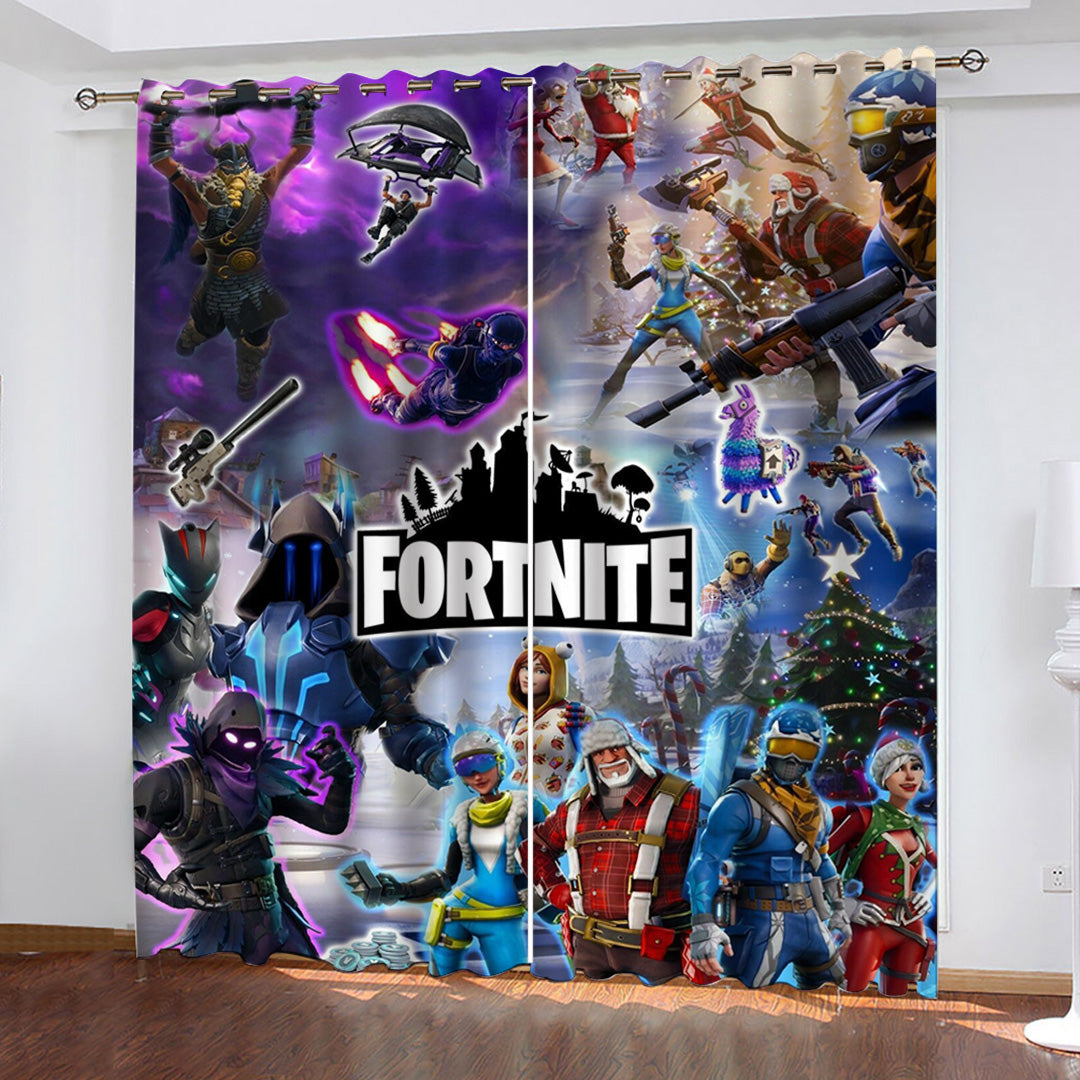 Fortnite Curtains Pattern Blackout Window Drapes