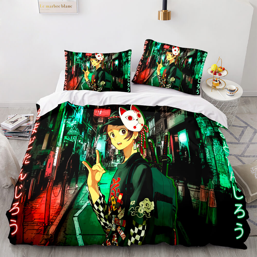 Anime Demon Slayer Cosplay Bedding Set UK Quilt Duvet Covers Bed Sets