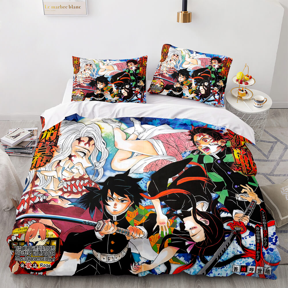 Anime Demon Slayer Cosplay Bedding Set UK Quilt Duvet Covers Bed Sets