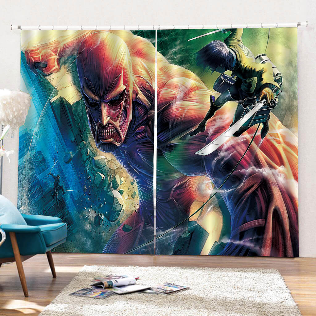 Attaque sur Titan Rideaux Rideaux de fenêtre occultants pour la décoration de la chambre