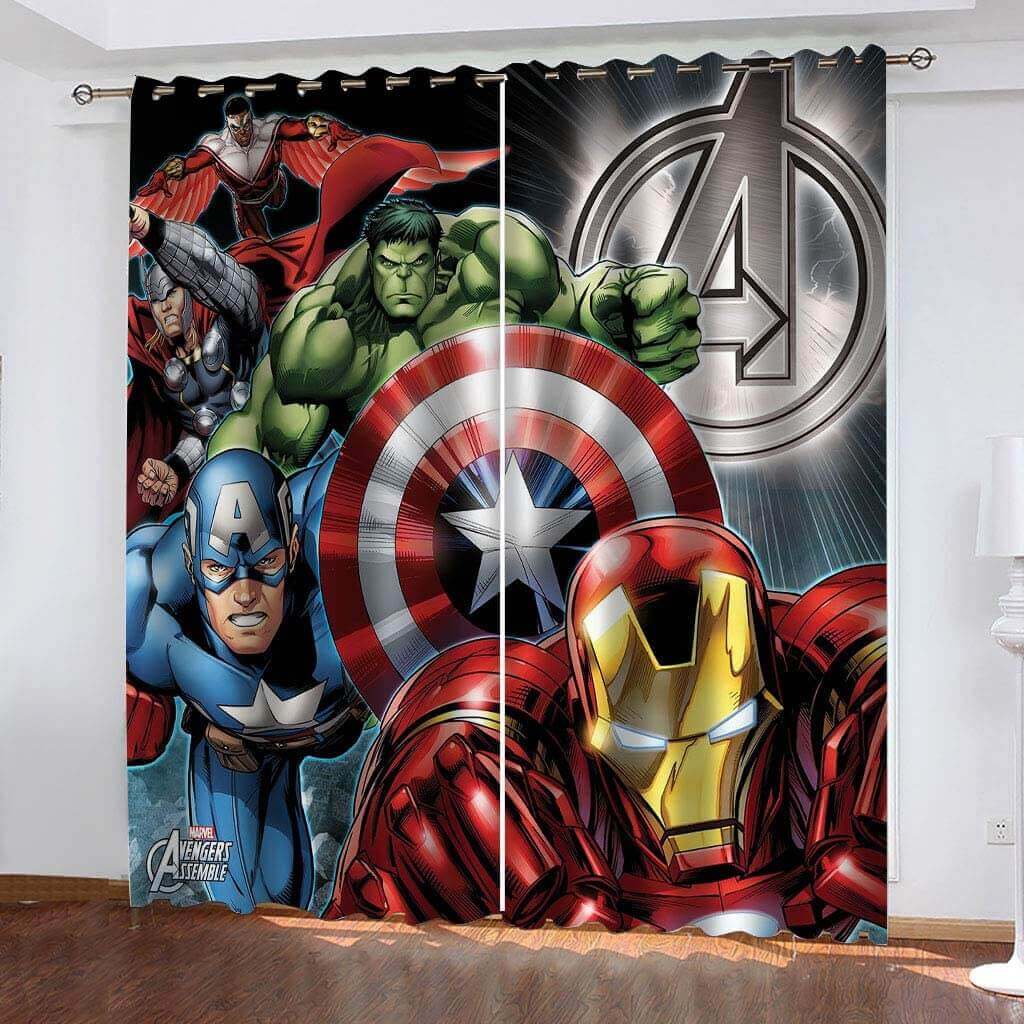 Avengers Curtains Cosplay Blackout Window Drapes Room Decoration