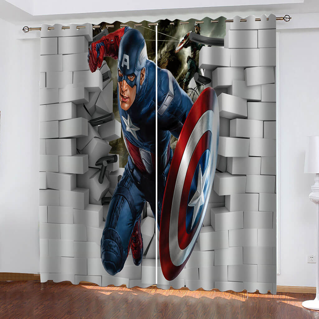 Avengers Curtains Cosplay Blackout Window Drapes Room Decoration