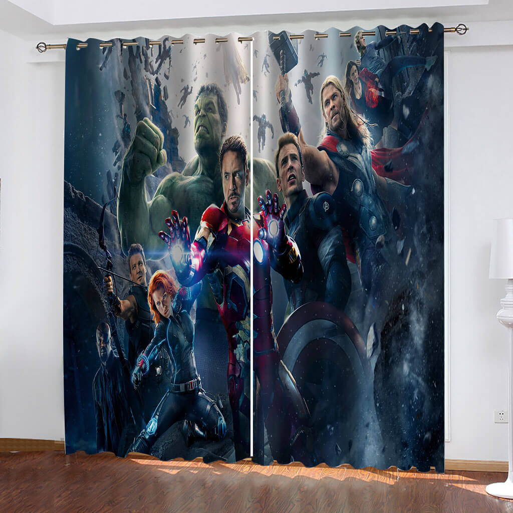Avengers Curtains Cosplay Blackout Window Drapes Room Decoration