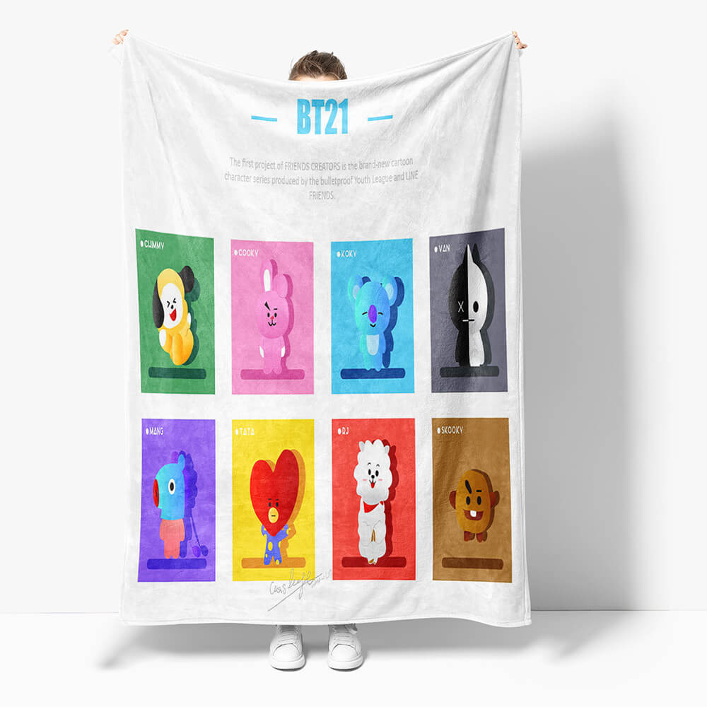BT21 Blanket Flannel Fleece Throw Cosplay Blanket Wrap Nap Blanket