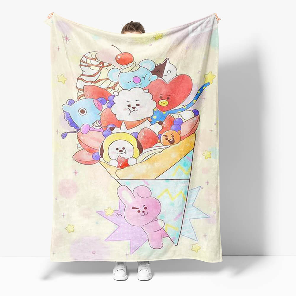BT21 Blanket Flannel Fleece Throw Cosplay Blanket Wrap Nap Blanket