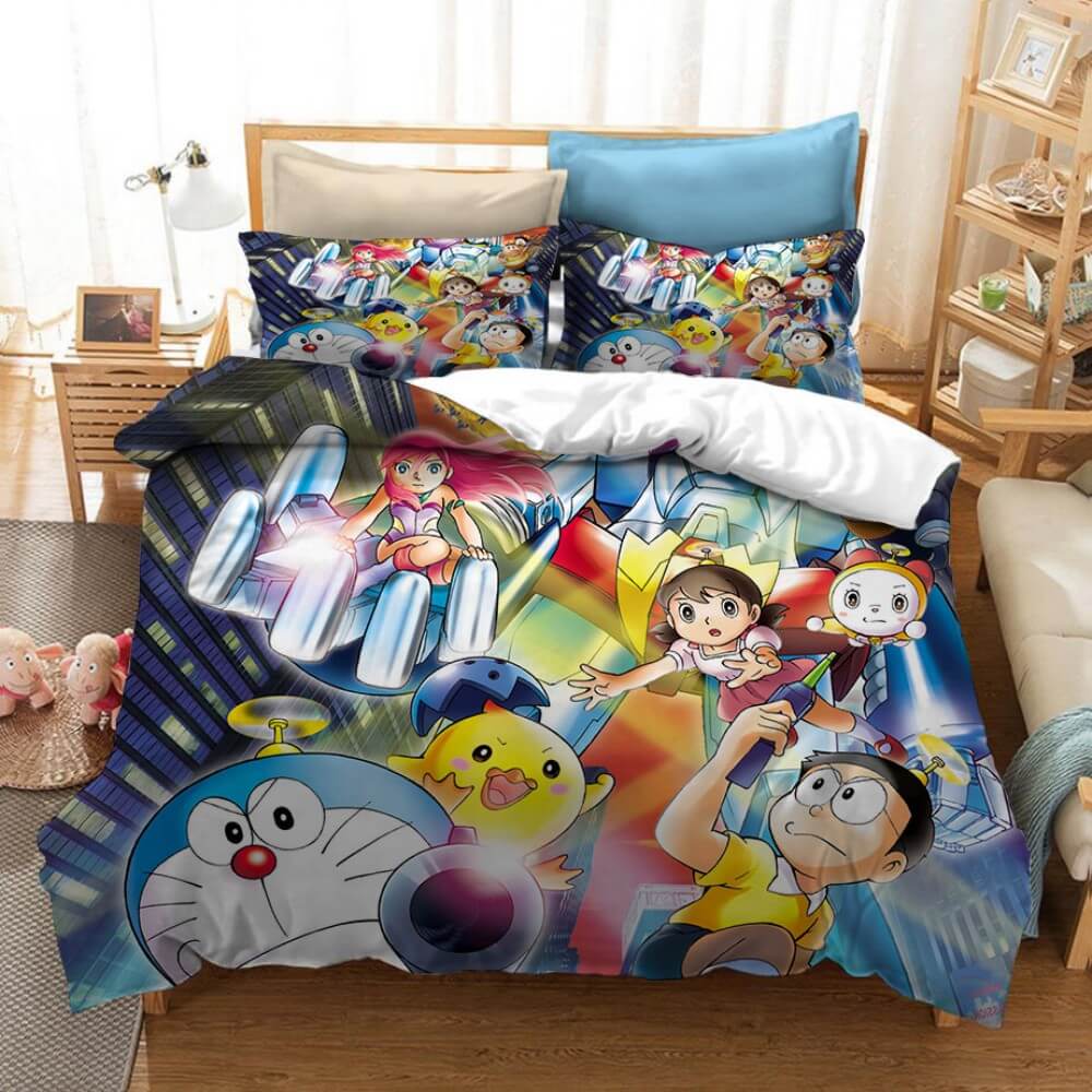 Dessin animé Doraemon Cosplay ensemble de literie housses de couette ensembles de draps de lit