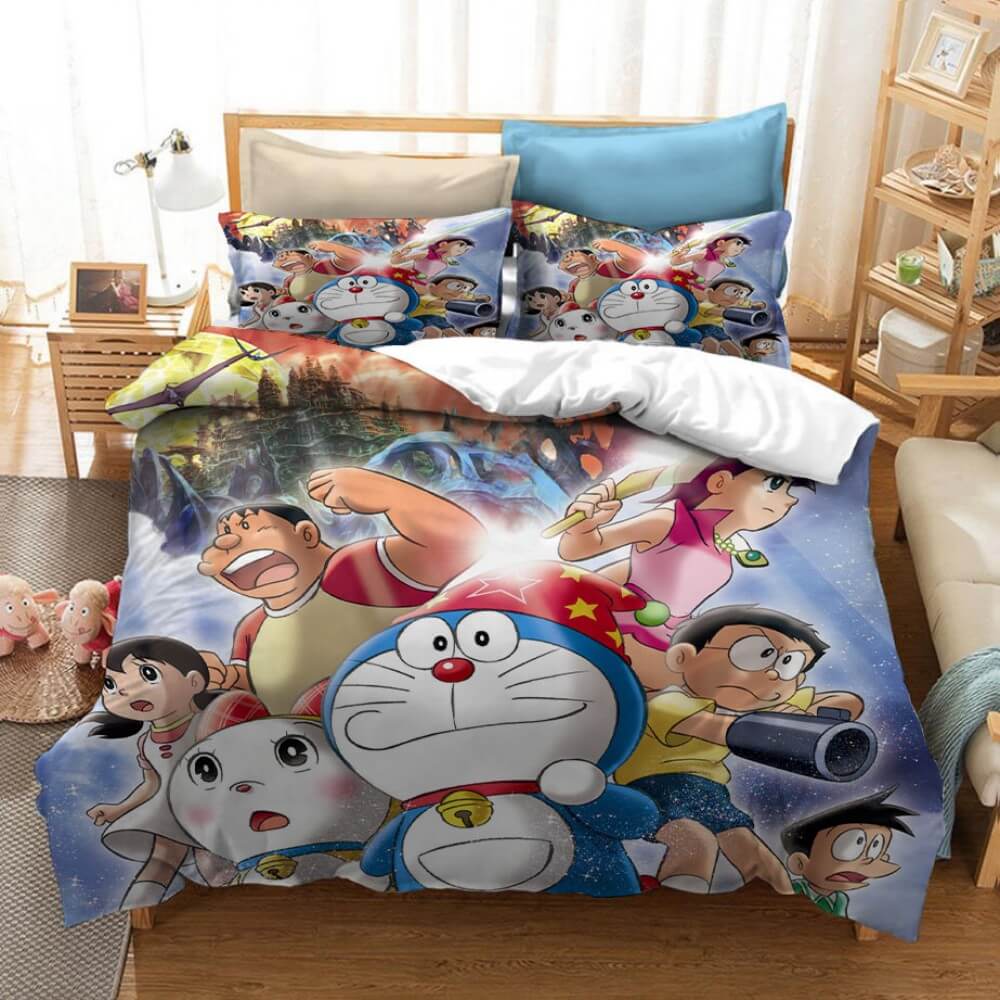 Dessin animé Doraemon Cosplay ensemble de literie housses de couette ensembles de draps de lit