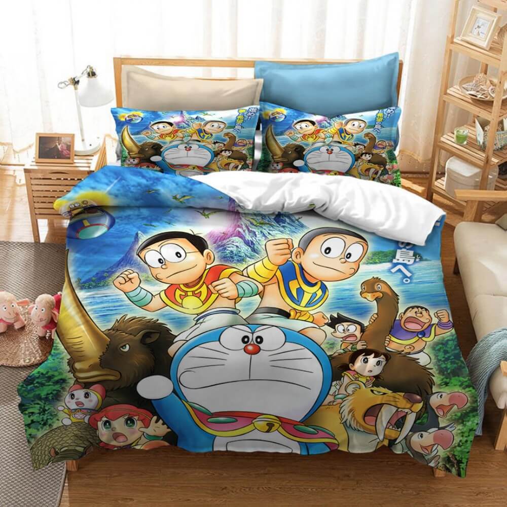 Dessin animé Doraemon Cosplay ensemble de literie housses de couette ensembles de draps de lit
