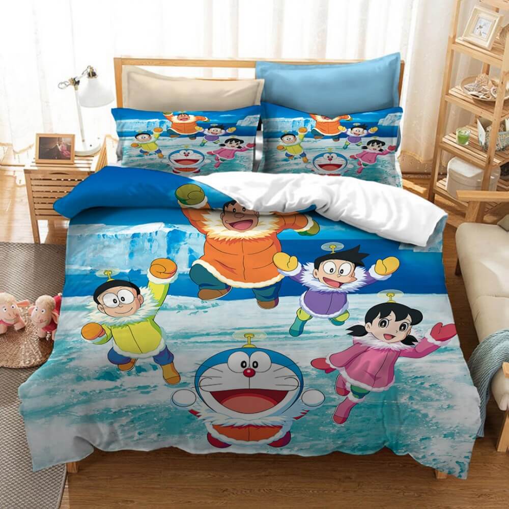 Dessin animé Doraemon Cosplay ensemble de literie housses de couette ensembles de draps de lit
