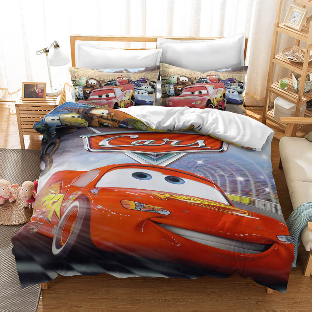 Ensemble de literie Disney Cartoon Cars pour enfants avec housse de couette et draps de lit