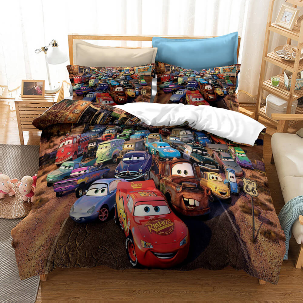 Ensemble de literie Disney Cartoon Cars pour enfants avec housse de couette et draps de lit