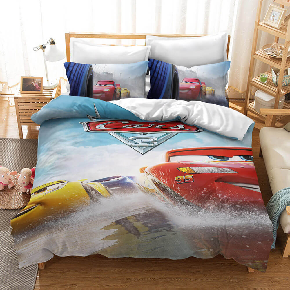 Ensemble de literie Disney Cartoon Cars pour enfants avec housse de couette et draps de lit