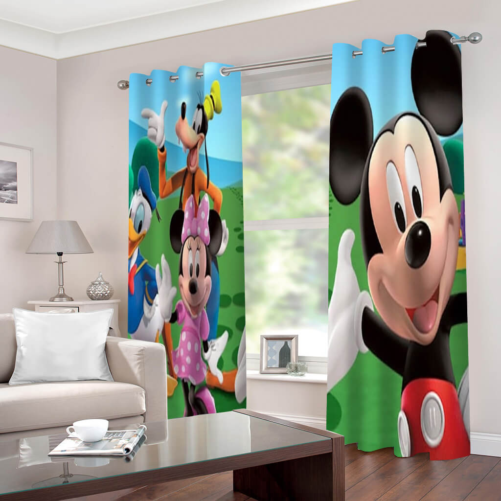 Mickey Mouse Curtains 2 Panels Blackout Window Drapes for Room Decoration