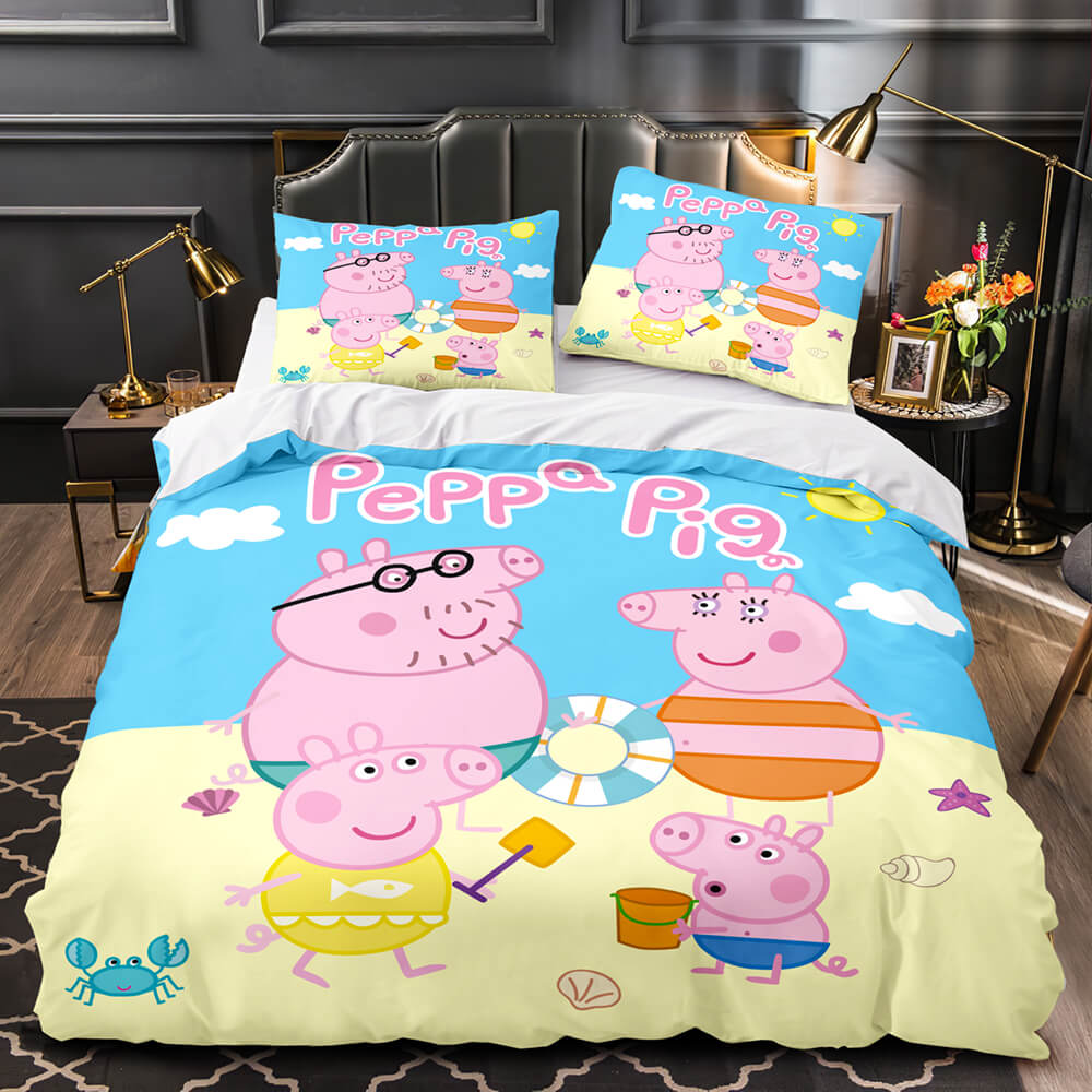 Parure de lit Peppa Pig avec housse de couette et housse de couette.