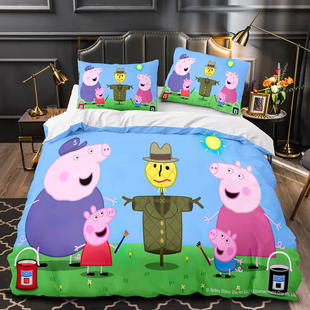 Parure de lit Peppa Pig avec housse de couette et housse de couette.