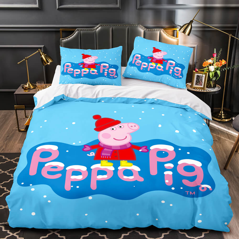 Parure de lit Peppa Pig avec housse de couette et housse de couette.