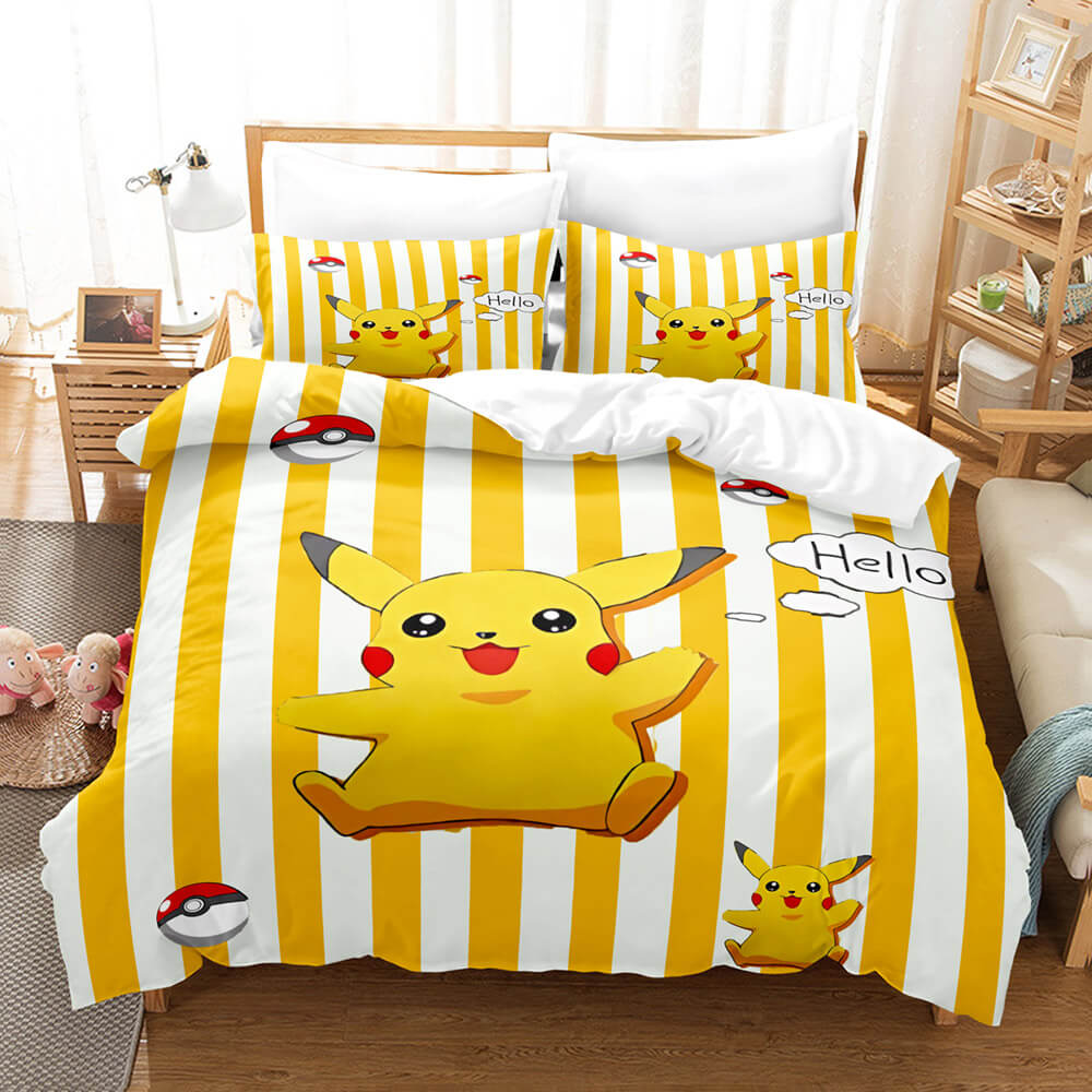 Pokemon Pikachu Cosplay Bedding Set Quilt Cover