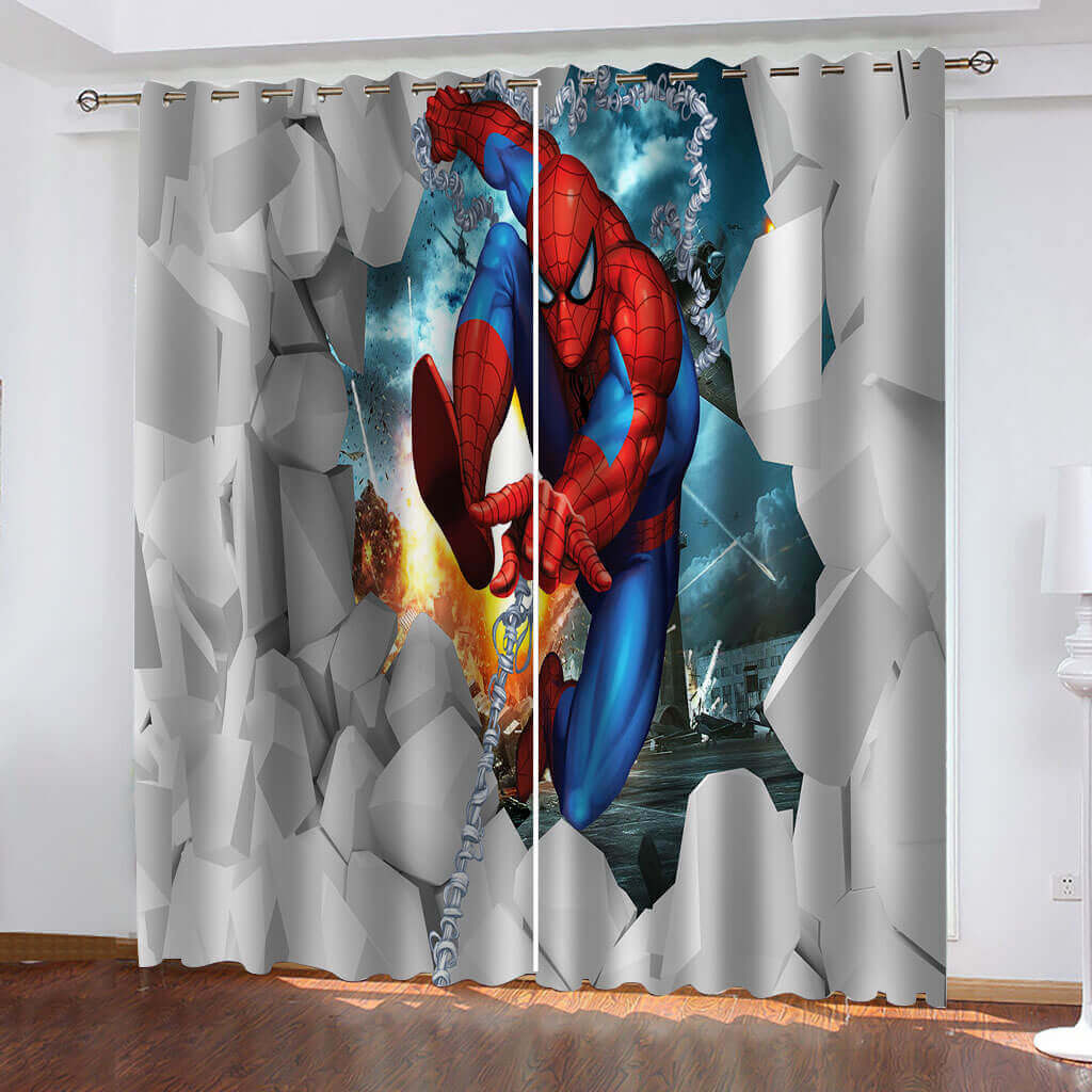 Spider-Man Curtains Cosplay Blackout Window Drapes Room Decoration