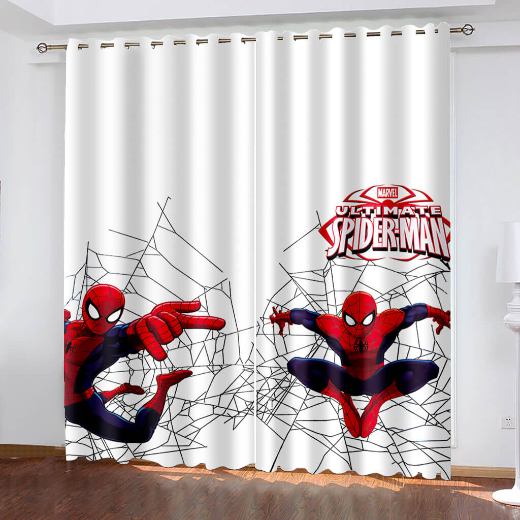 Spiderman Curtains Cosplay Blackout Window Treatments Drapes for Room Decor