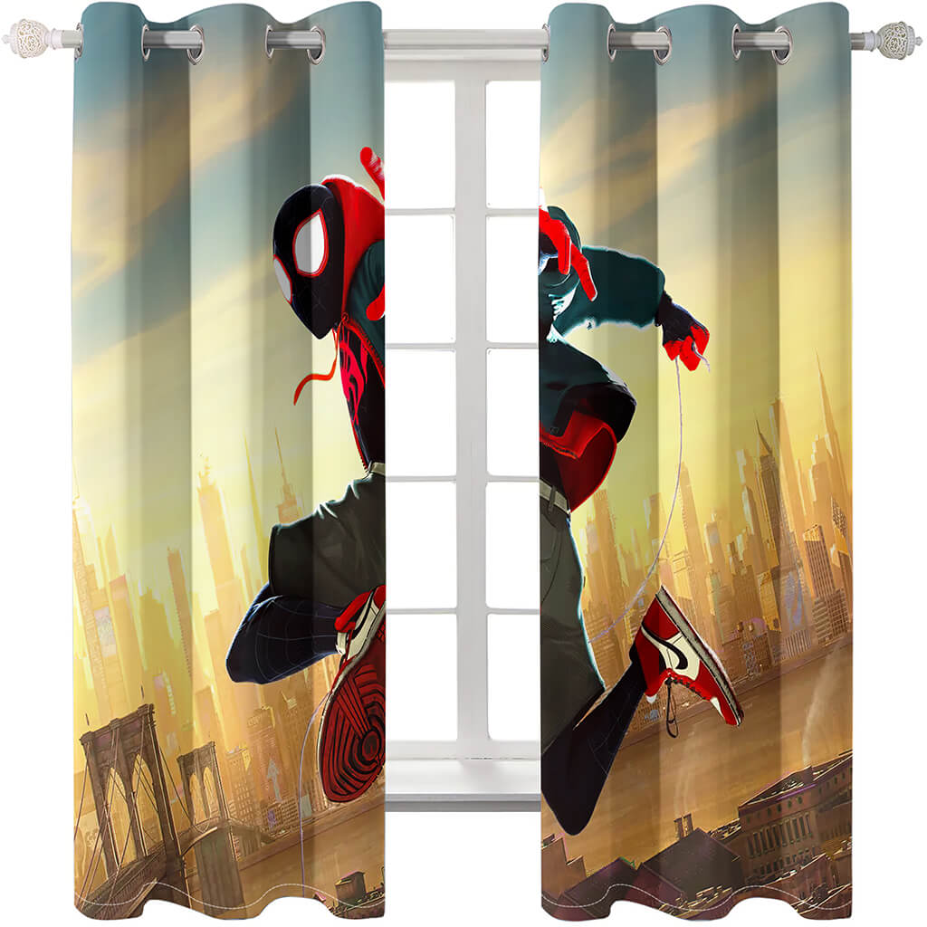 Spiderman Curtains Cosplay Blackout Window Treatments Drapes for Room Decor