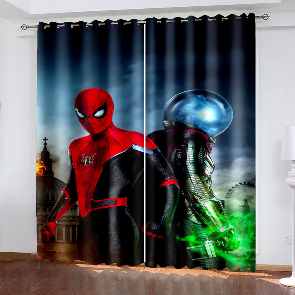 Spiderman Curtains Cosplay Blackout Window Treatments Drapes for Room Decor