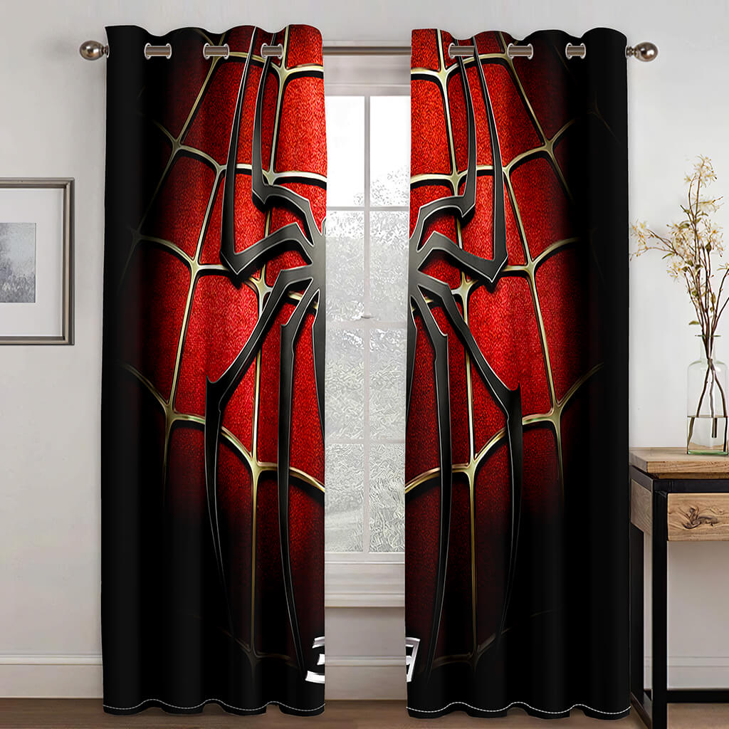 Spiderman Curtains Cosplay Blackout Window Treatments Drapes for Room Decor