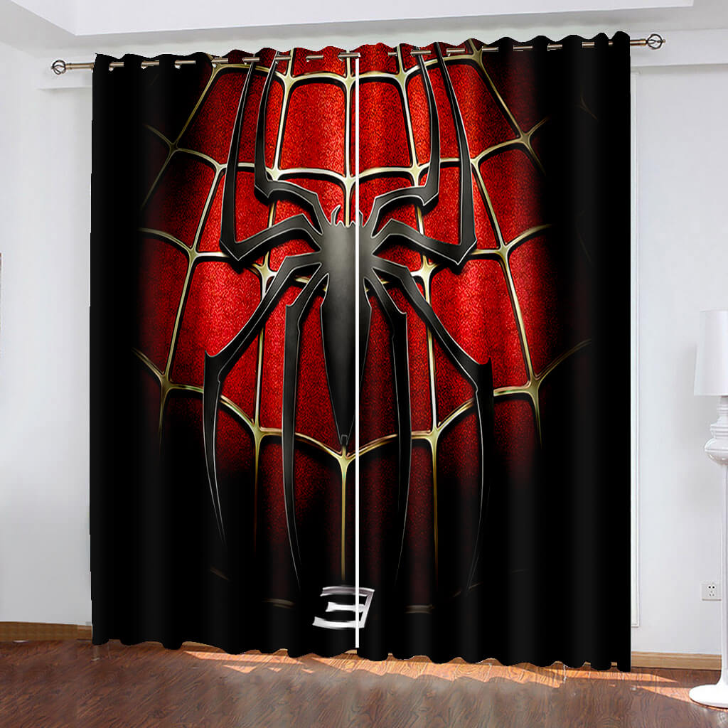 Spiderman Curtains Cosplay Blackout Window Treatments Drapes for Room Decor