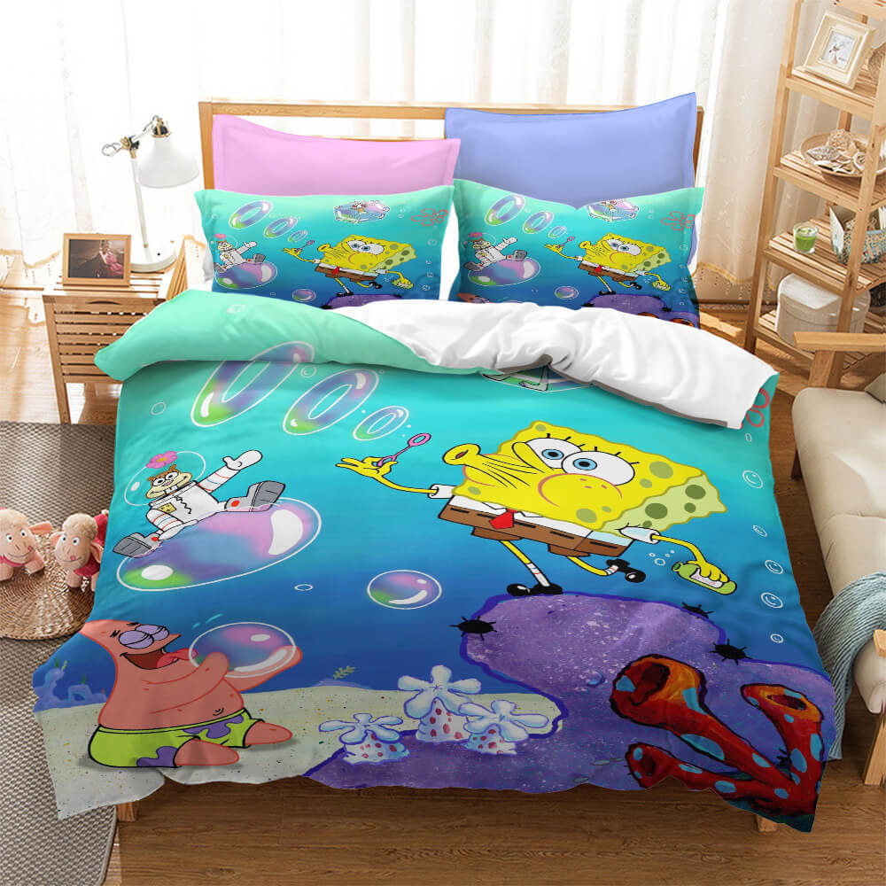 SpongeBob SquarePants Parure de lit pour enfant avec housse de couette et housse de couette