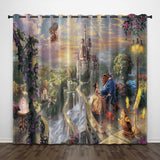 Load image into Gallery viewer, Cartoon Beauty and the Beast Curtains Pattern Blackout Window Drapes