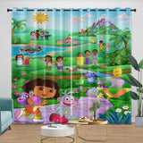 Charger l'image dans la visionneuse de la galerie, Dora the Explorer Curtains Blackout Window Drapes Kids Room Decoration