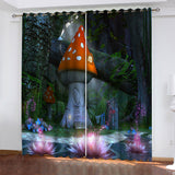 Load image into Gallery viewer, Mushroom House Curtains Pattern Blackout Window Drapes