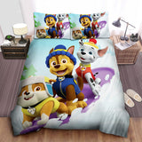 Charger l'image dans la visionneuse de la galerie, Paw Patrol Skiing Bed Sheets Spread Bedding Set Duvet Covers Without Filler