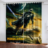 Load image into Gallery viewer, The Mandalorian Yoda Curtains Pattern Blackout Window Drapes