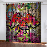 Load image into Gallery viewer, 3D Cafe Hip Hop Street Graffiti Curtains Cosplay Blackout Window Drapes