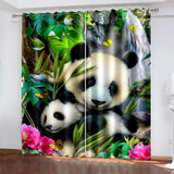 Load image into Gallery viewer, Animal Panda Curtains Pattern Blackout Window Drapes