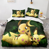 Charger l&#39;image dans la visionneuse de la galerie, Dessin animé Pokemon Pikachu enfants ensemble de literie couette housse de couette ensembles de lit