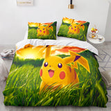 Charger l&#39;image dans la visionneuse de la galerie, Dessin animé Pokemon Pikachu enfants ensemble de literie couette housse de couette ensembles de lit