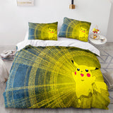 Charger l&#39;image dans la visionneuse de la galerie, Dessin animé Pokemon Pikachu enfants ensemble de literie couette housse de couette ensembles de lit