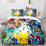 Charger l&#39;image dans la visionneuse de la galerie, Dessin animé Pokemon Pikachu enfants ensemble de literie couette housse de couette ensembles de lit