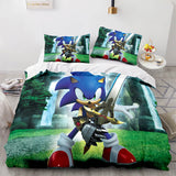 Charger l&#39;image dans la visionneuse de la galerie, Cartoon Sonic The Hedgehog Parure de lit Housse de couette Ensembles de draps