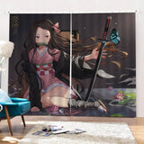 Load image into Gallery viewer, Demon Slayer Kamado Nezuko Curtains Cosplay Blackout Window Drapes