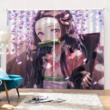 Load image into Gallery viewer, Demon Slayer Kamado Nezuko Curtains Cosplay Blackout Window Drapes