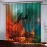 Load image into Gallery viewer, Godzilla vs Kong Pattern Curtains Blackout Window Drapes