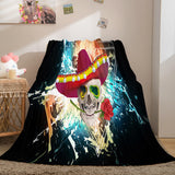 Load image into Gallery viewer, Halloween Skeleton Skull Flannel Fleece Blanket Quilt Bedding Blankets