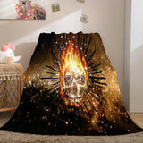 Load image into Gallery viewer, Halloween Skeleton Skull Flannel Fleece Blanket Quilt Bedding Blankets