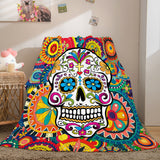 Load image into Gallery viewer, Halloween Skeleton Skull Flannel Fleece Blanket Quilt Bedding Blankets